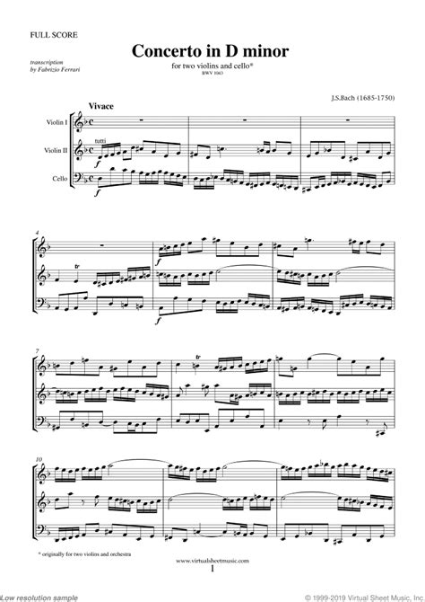 Bach: Double Violin Concerto In D Minor BWV 1043 (1st Movement) For String Quartet - Score And Parts